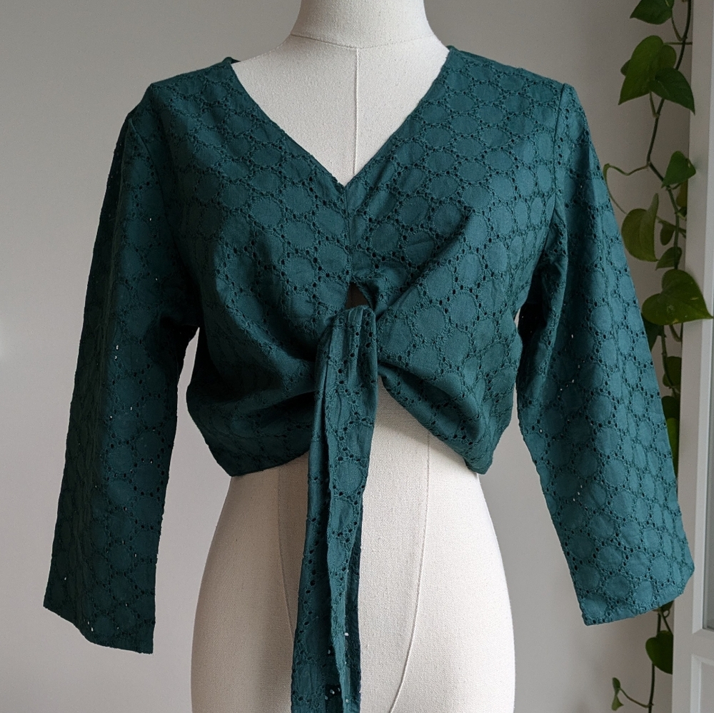 Gulāal Crop Eyelet Top